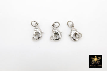 Silver Lobster Clasps, Lobster claws with Matching Jump Rings, 7 x 12 mm Jewelry Findings #2345